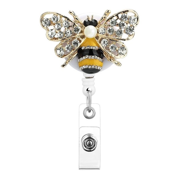 Blinged Bee Badge Reel/ID Holder - Picture 1 of 3